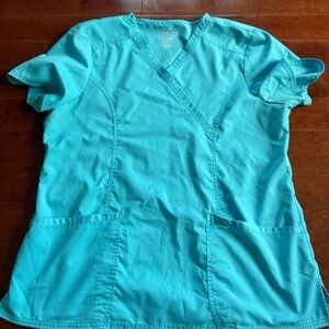 Teal Cherokee Workwear V-Neck Scrub Top, size XL